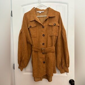 HYFVE Women’s Belted Tunic Shirt/Jacket Brown‎ Size Large